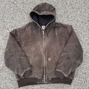 Vintage Carhartt Brown Full Zip Hoodie Men’s 3XL Heavy Work Jacket J130 DKB